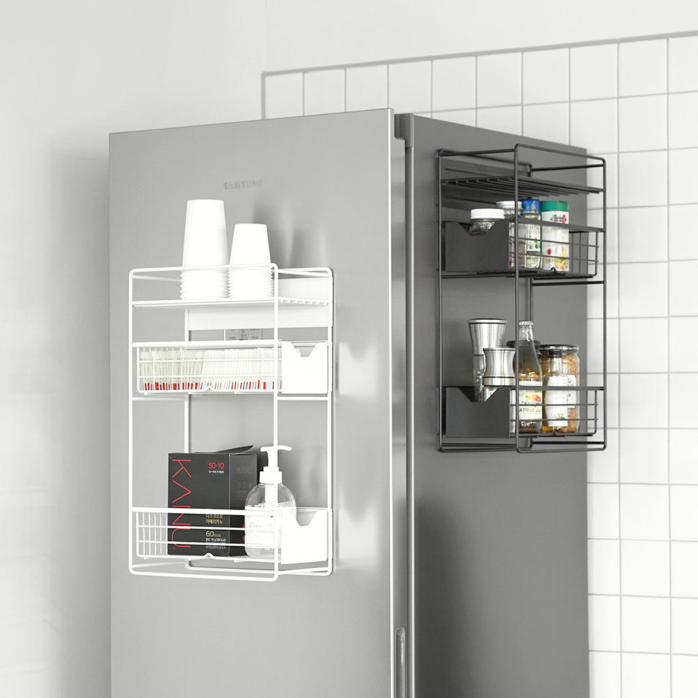 슬림 냉장고 세탁기 자석선반 3단
