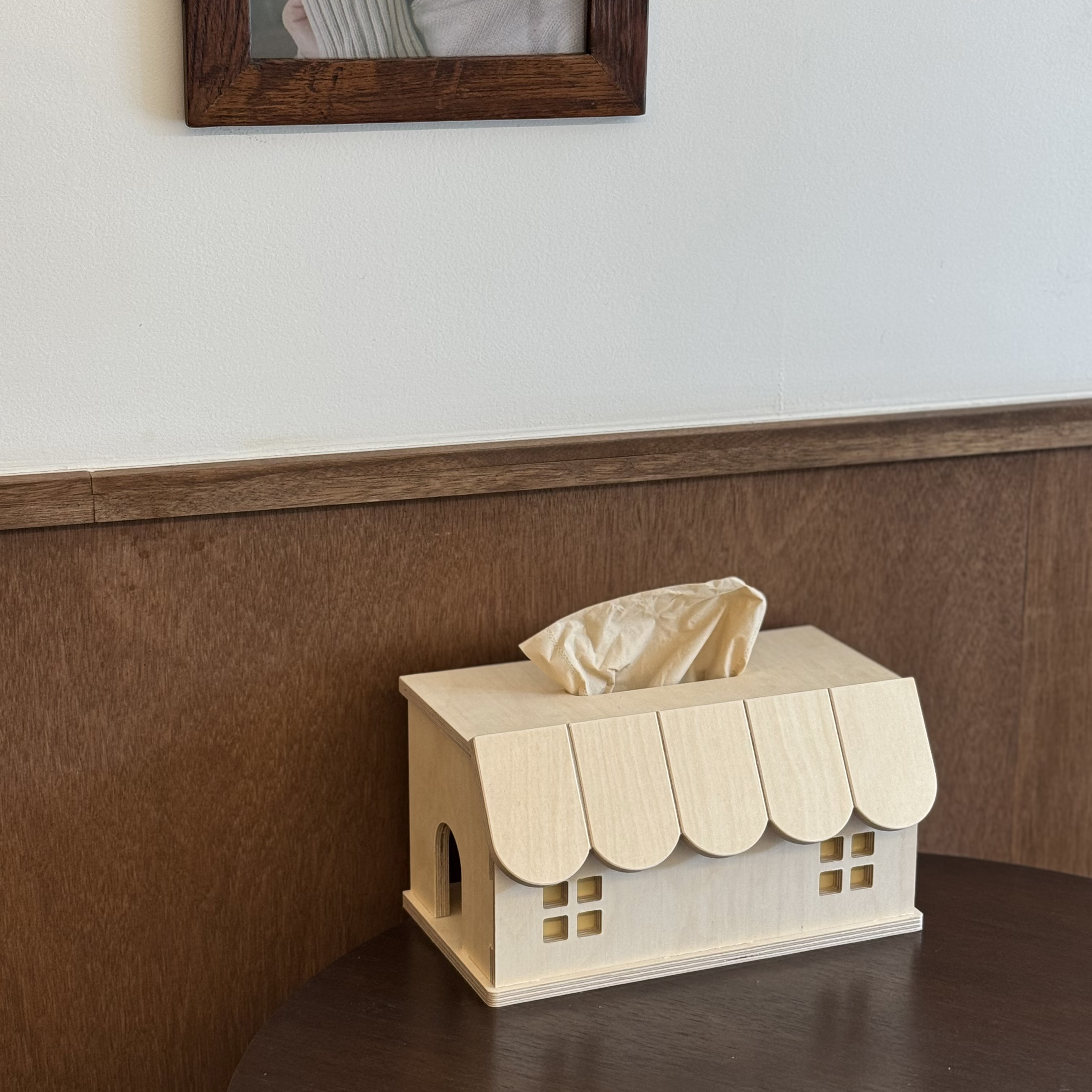 하이오즈 원목 하우스 각티슈 화장지 두루마리 휴지 케이스