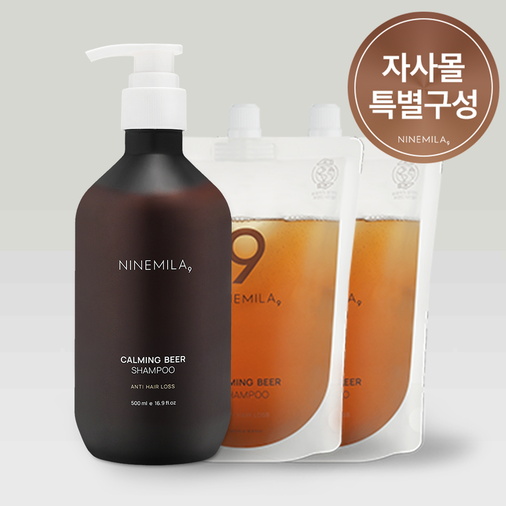 나인밀라 카밍비어 (맥주효모) 탈모샴푸 (+리필 추가선택) 자몽향, 500ml, 3개