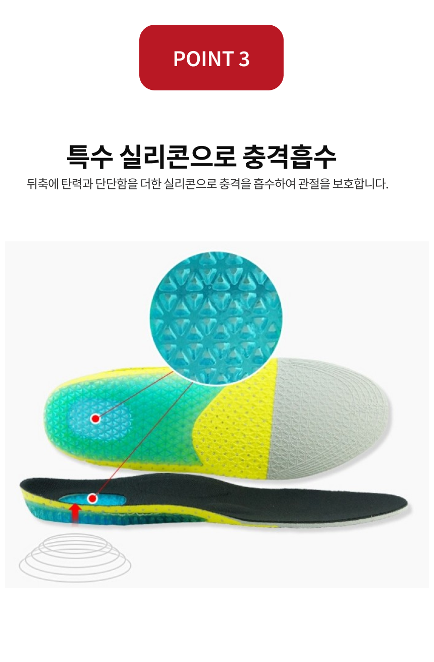 발편한 깔창 실리콘 등산화 안전화 운동화 군화 구름 기능성 스포츠깔창 - 상세 이미지 3