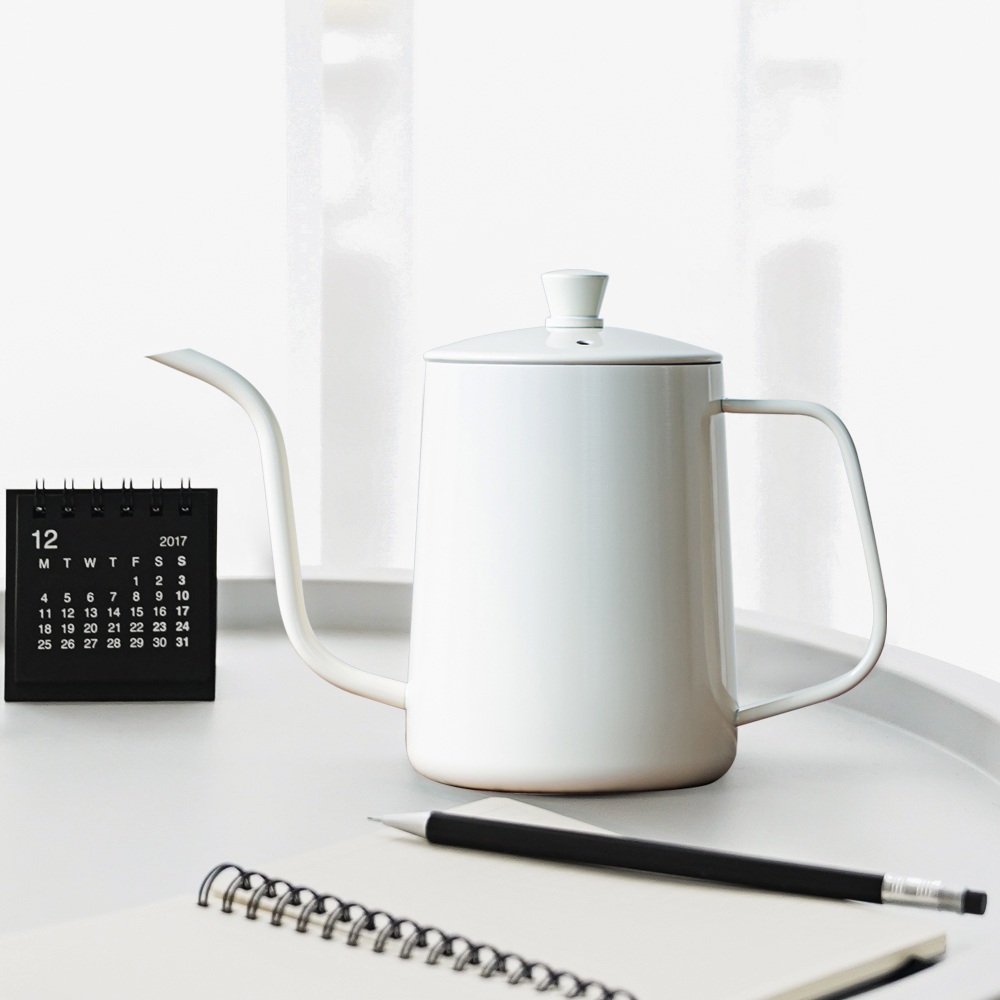 칼딘 데일리 홈 카페 핸드드립 주전자 테프론 드립포트 600ml, 아이보리