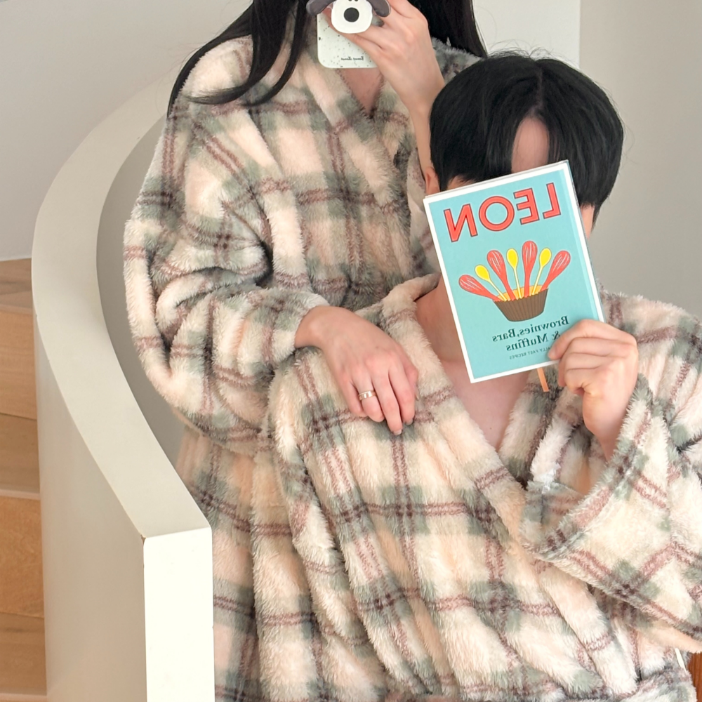 극세사로브 극세사 커플 샤워 수면 겨울 민트 가운 골프 로브 - 상세 이미지 3