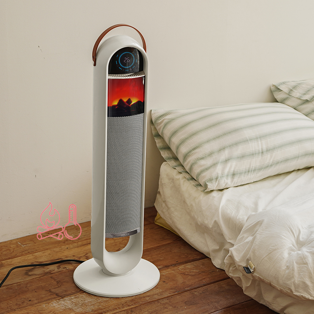 한경희 가정용 불멍 PTC 전기 온풍기 히터 리모컨 그래핀 무드등 저소음 난방기 사무실