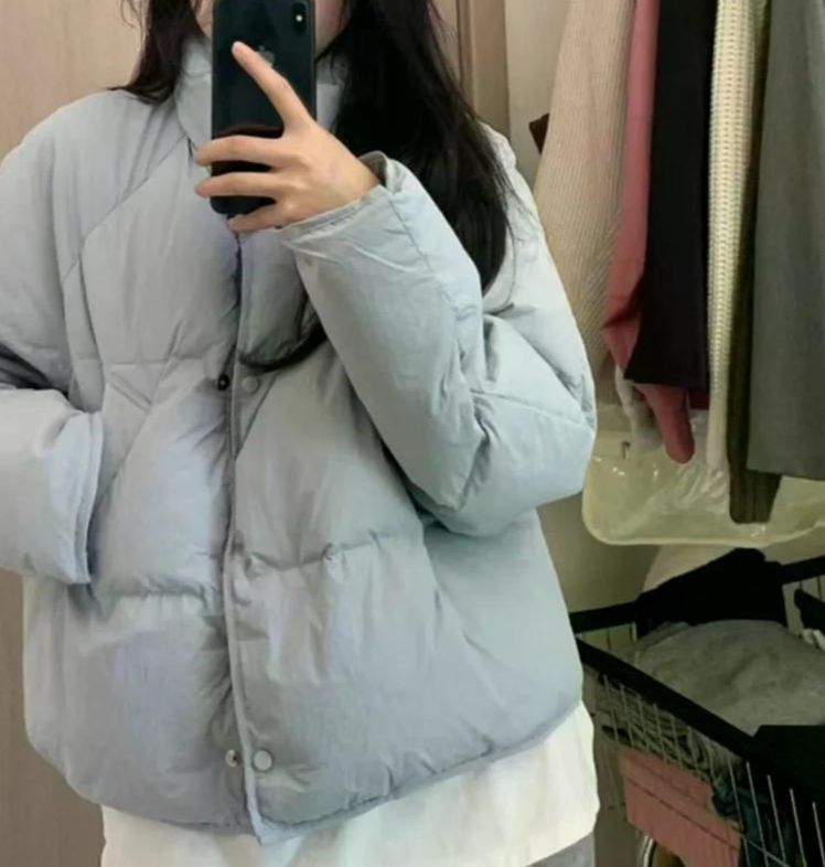 무료반품 숏패팅 작은 다운 코튼 코트 여성 루즈 피트 오버 사이즈 자켓 겨울 신착 아웃웨어 베이지화이트 S - 상세 이미지 2