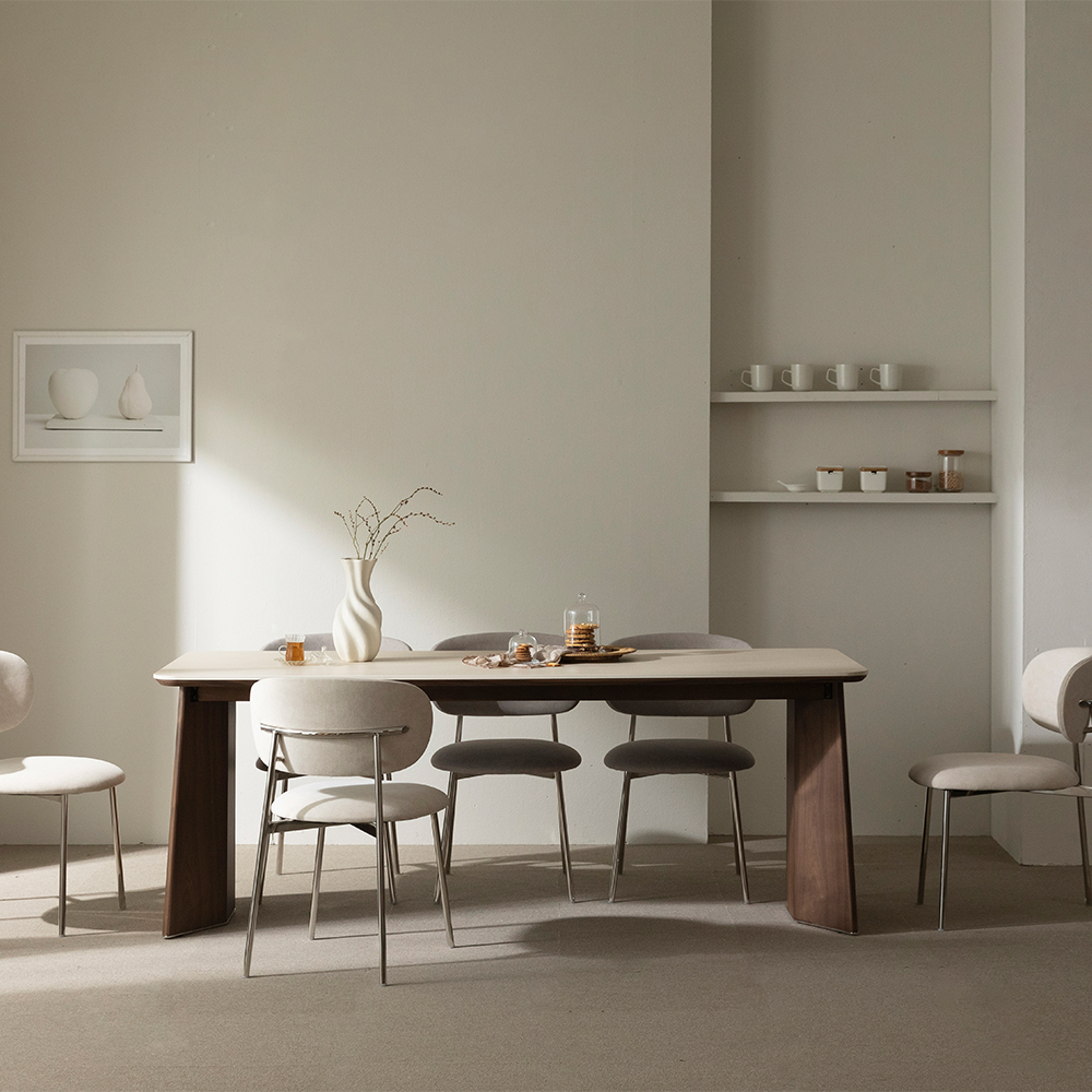 [4인 식탁] 미코하임 루카 원목 포세린 세라믹 식탁 테이블 1600mm, 월넛