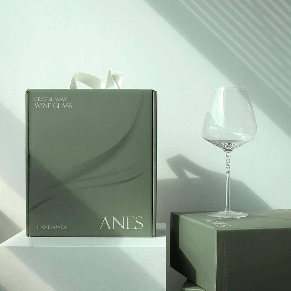 아네스 크리스탈 웨이브 와인잔 2P 신혼부부 집들이 선물 패키지 세트