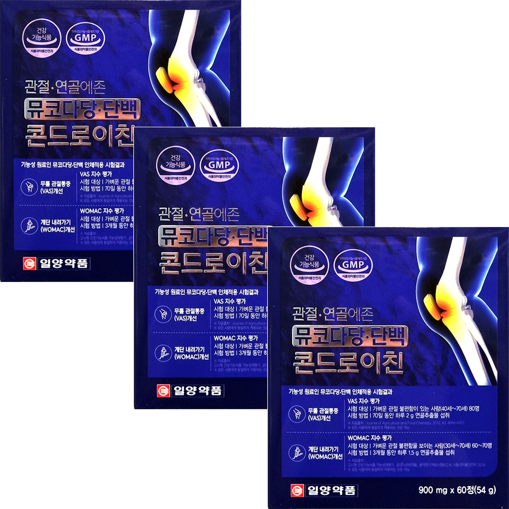 일양약품 관절연골에존 뮤코다당단백 콘드로이친 60정, 3개 - 상품 이미지