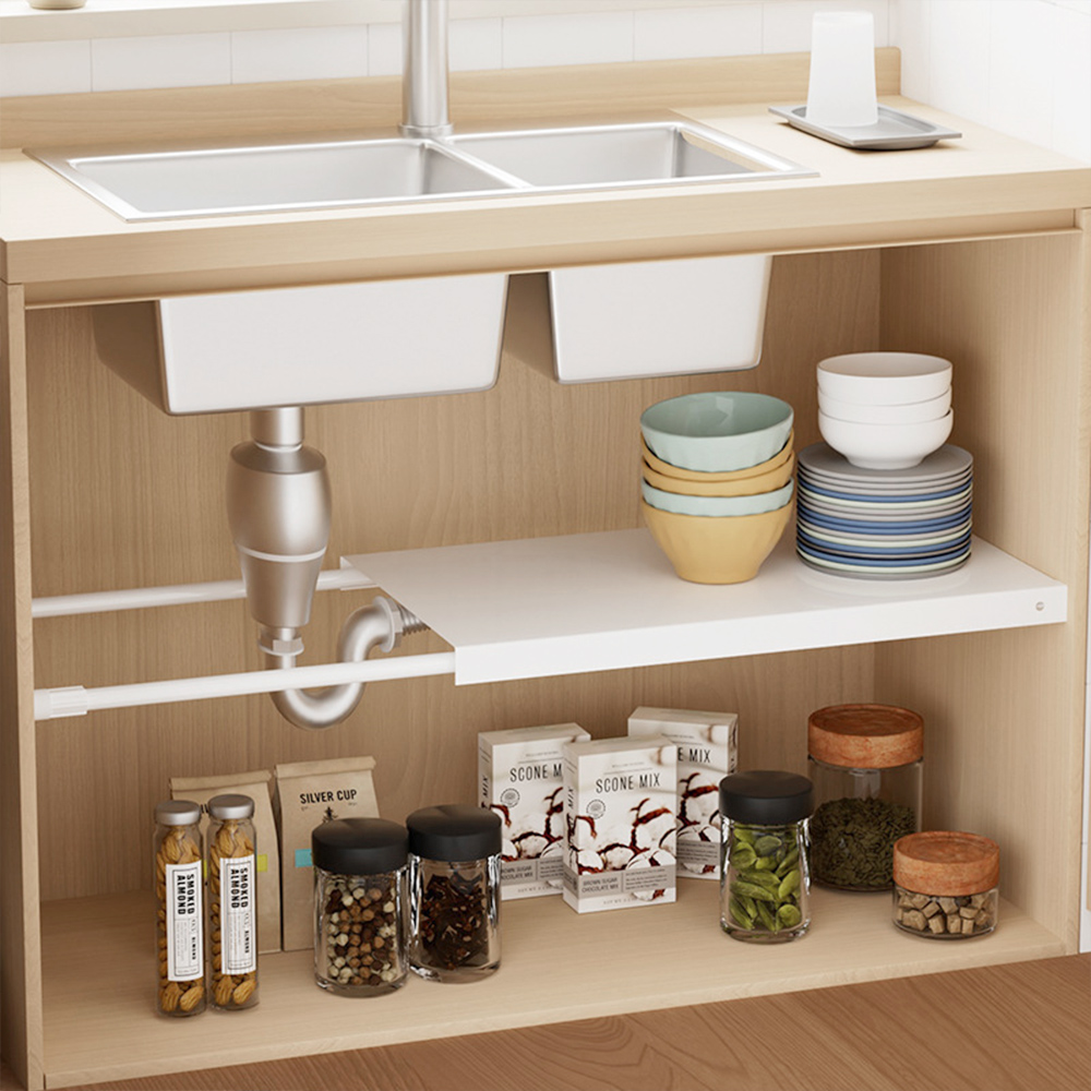 2세대 철제 무타공 압축봉선반 세탁실 옷장 압축 선반 깊이 24cm S