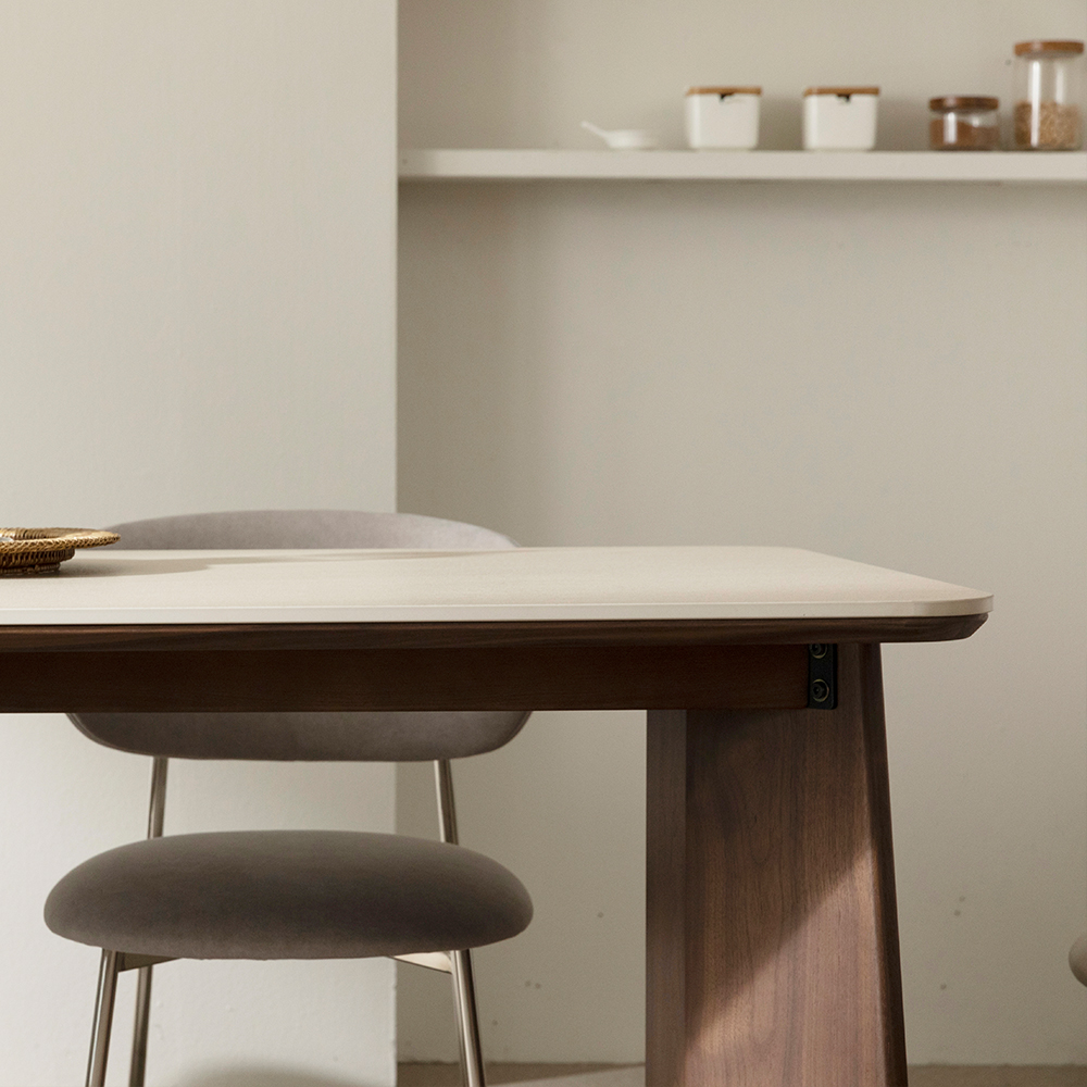 [4인 식탁] 미코하임 루카 원목 포세린 세라믹 식탁 테이블 1600mm, 월넛