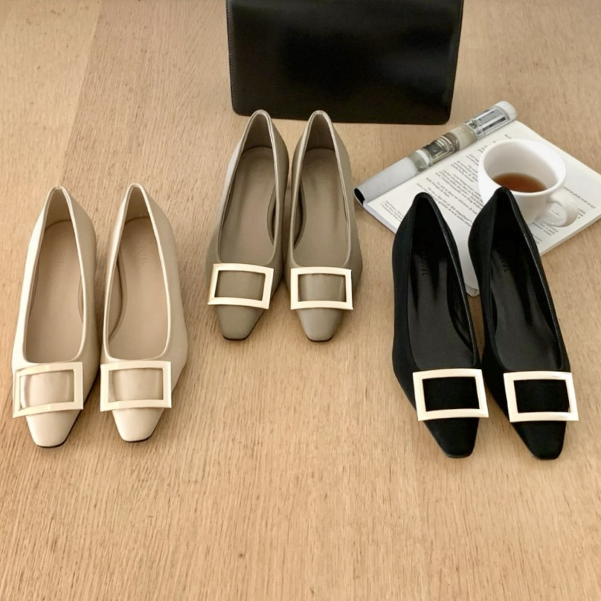 노이에 여성 모던한 스퀘어토 장식 포인트 편안한 3cm 로우힐 낮은굽 구두 상세 이미지 8