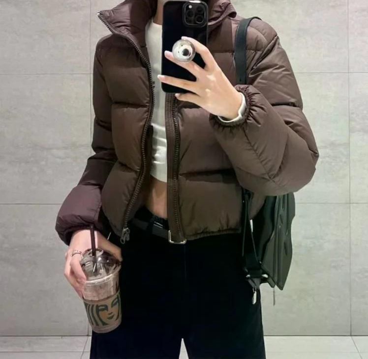 2024 fw 숏패딩 스타일 다운 코튼 여성 루즈핏 맞는 두꺼운 몸집이 아웃웨어 블랙 M - 상세 이미지 2
