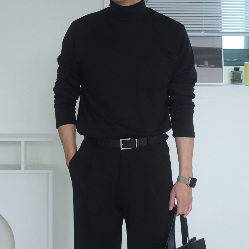 남자 니트 모크넥 반목폴라 빅사이즈 이너 기모 니트 - 상세 이미지 2