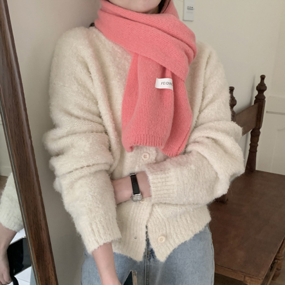 어르신목도리 숏 짧은 미니 쁘띠 커플템 무지 겨울 머플러 이미지 2