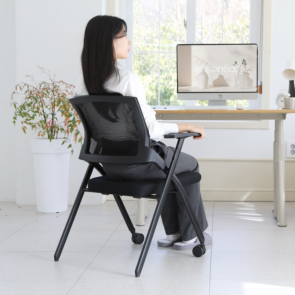 린백토리 포커스 LTY100S 학생 바퀴없는 허리 편한 공부 책상 사무실 회의실 접이식 메쉬 의자