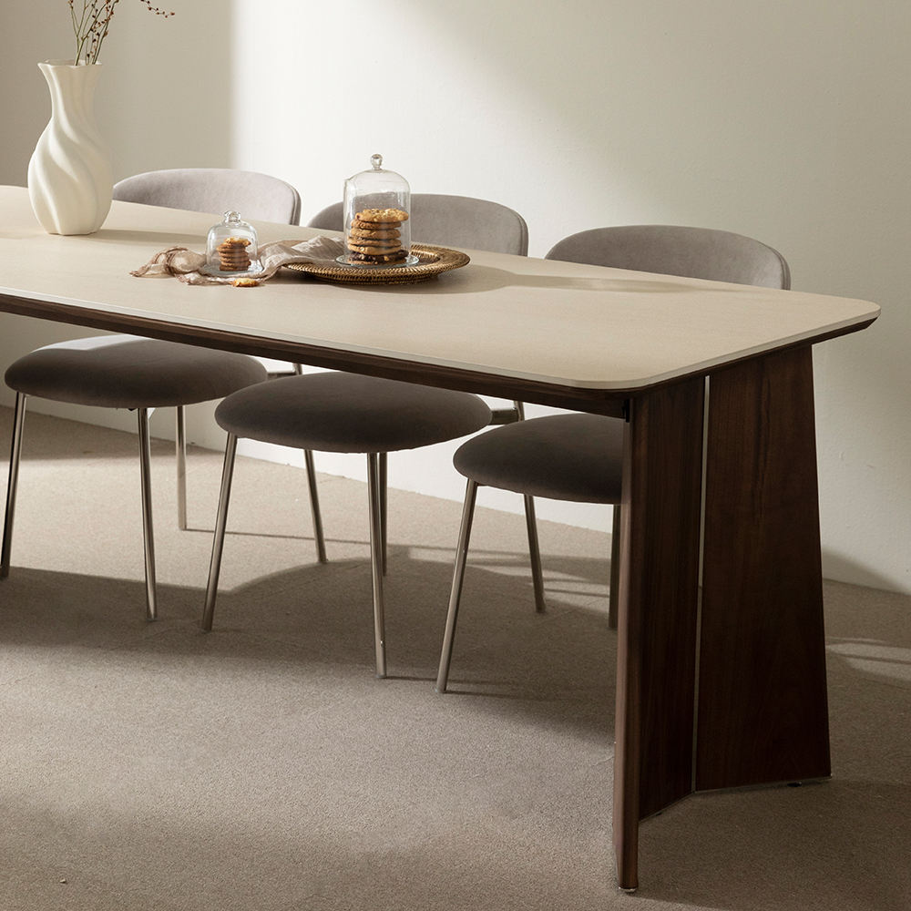 [4인 식탁] 미코하임 루카 원목 포세린 세라믹 식탁 테이블 1600mm, 월넛