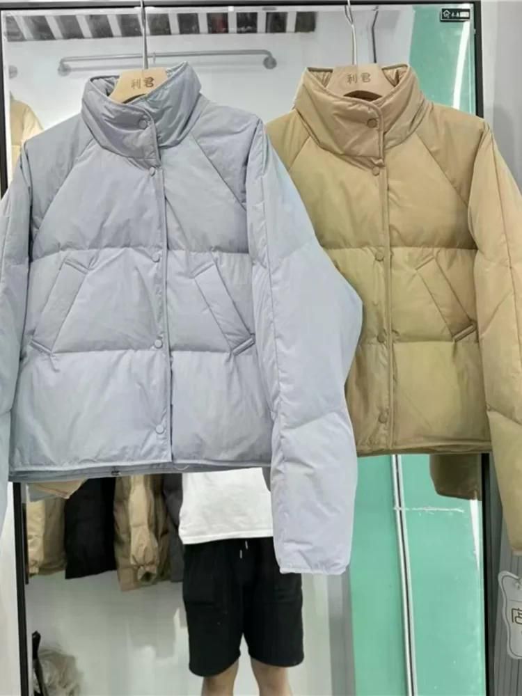 무료반품 숏패팅 작은 다운 코튼 코트 여성 루즈 피트 오버 사이즈 자켓 겨울 신착 아웃웨어 베이지화이트 S - 상세 이미지 4