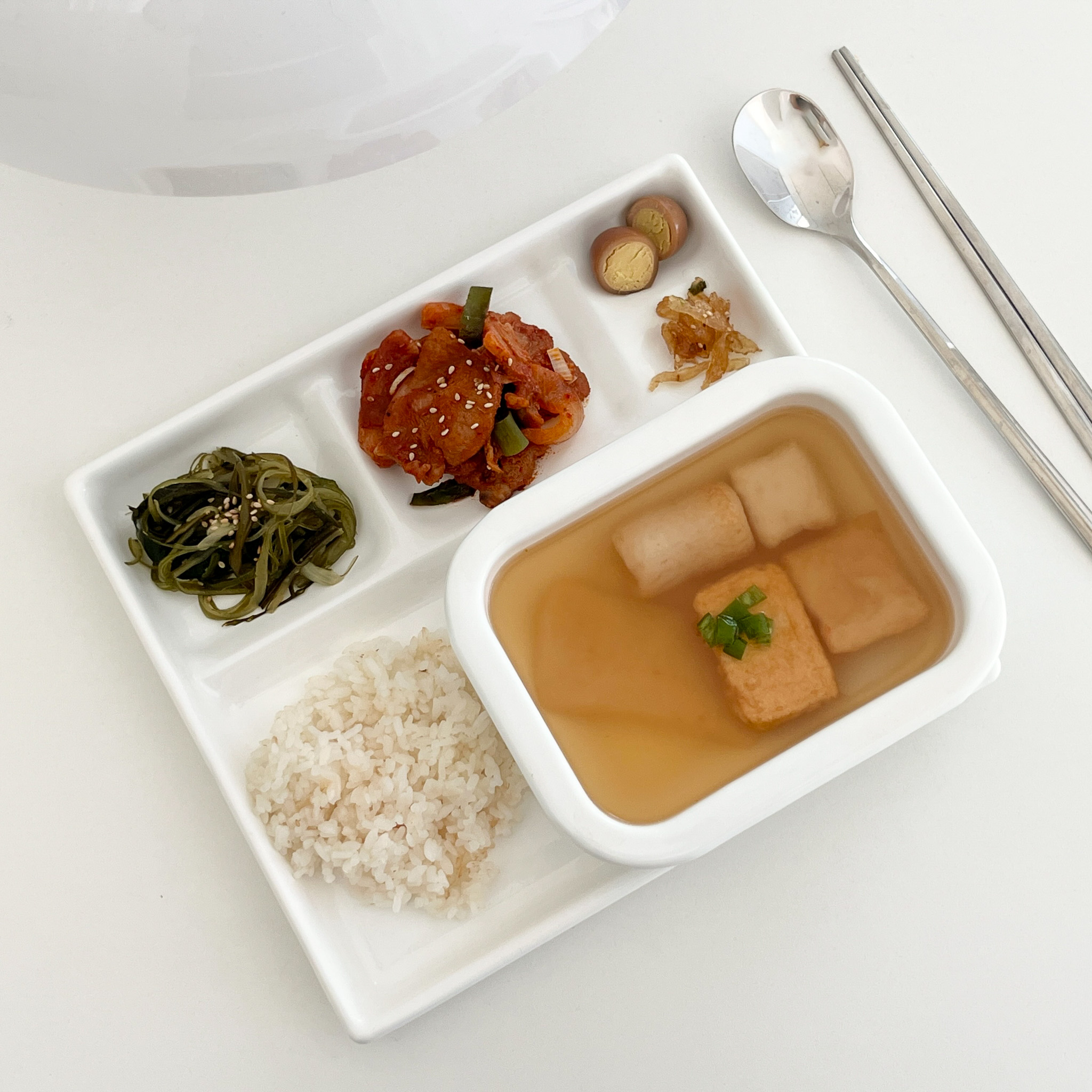 법랑 식판 5칸 국산 가정용 다이어트 25cm 사각 어린이 도자기 깨지지않는식판 - 상세 이미지 4