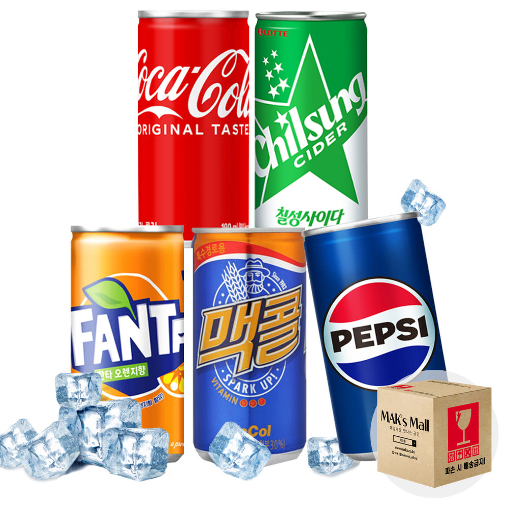 미니 캔음료 음료수 코카콜라 펩시 칠성사이다 환타 오렌지 맥콜 190ml 30캔 각6개씩