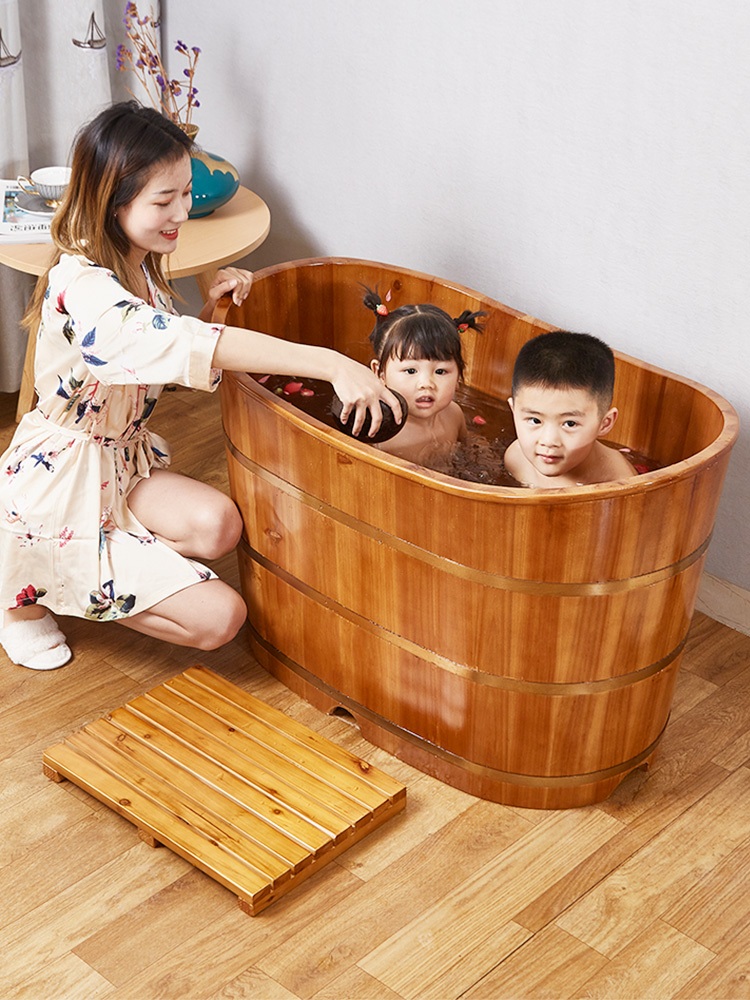 반신욕조 1인용 목욕 간이욕조 가정용 소형 미니 작은 통나무 원형 소형 - 상세 이미지 3