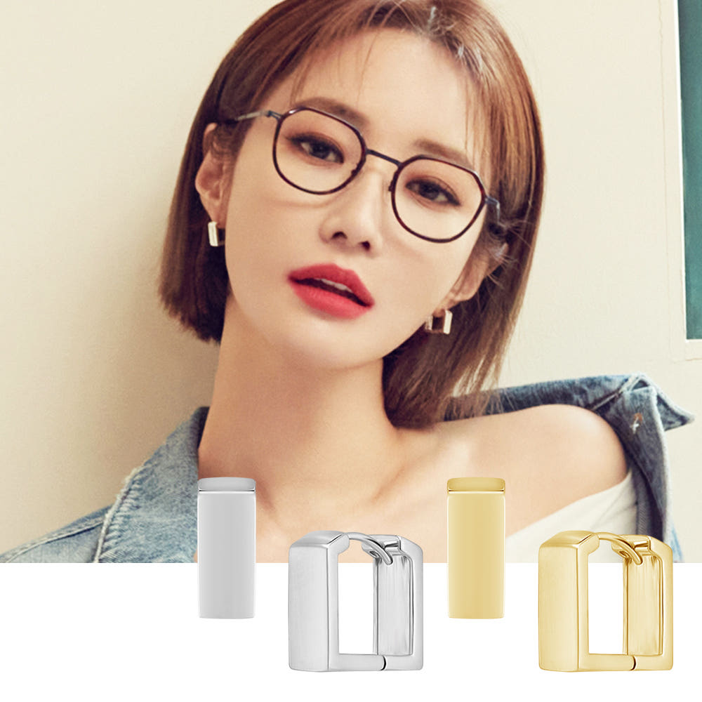 설인아 장도연 이주빈 귀걸이 폴브리알 사각 원터치 귀걸이 PYBE0137 - 상세 이미지 3