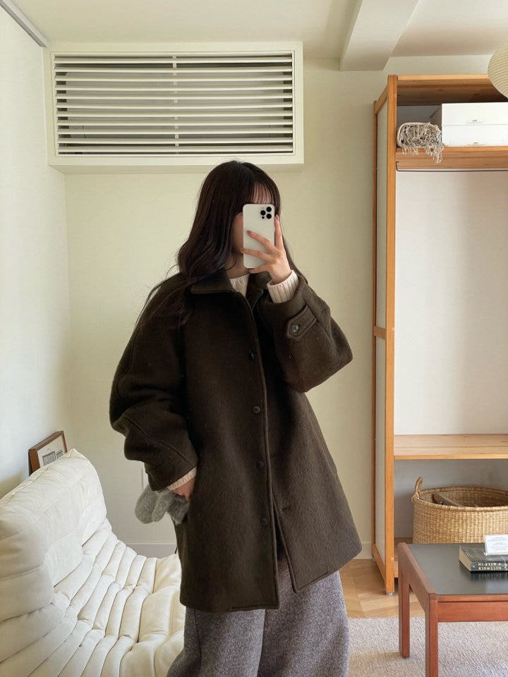 에이미그레이스 헤어리 알파카 코트 하이넥 누빔 하프 울 자켓 2color 상세 이미지 18