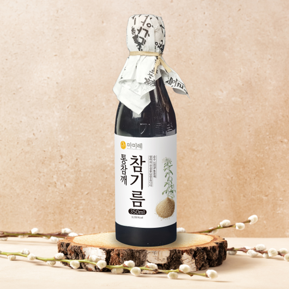 마미레 고소한 통참깨 참기름 방앗간 전통 재래식 압착 350ml, 1개 - 상품 이미지