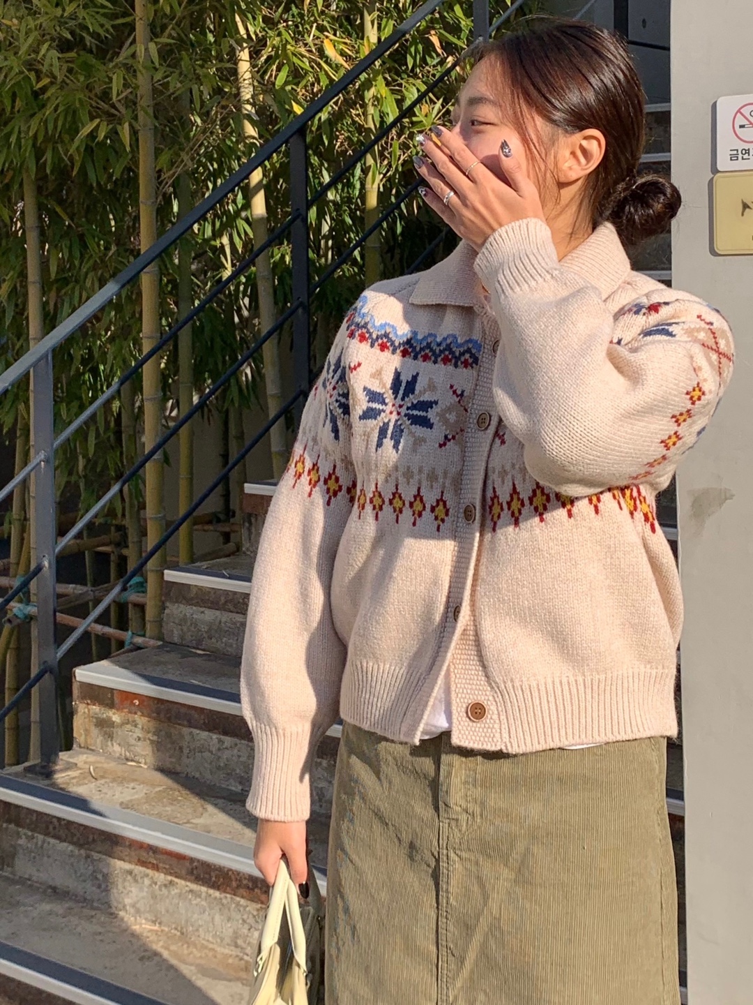 코위찬 노르딕가디건 자가드 눈꽃가디건 이미지 7