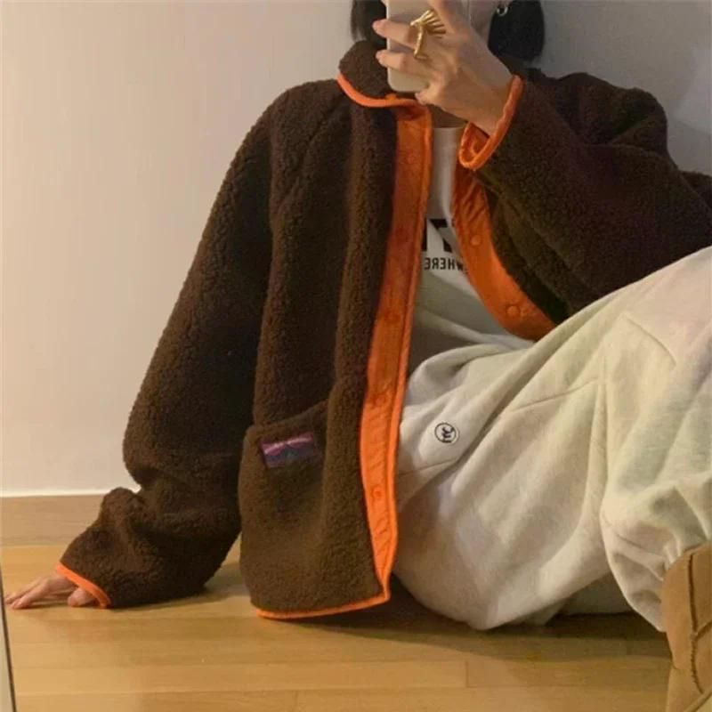 무료반품 겨울 여성 자켓 여성용 통근 스타일 싱글 브레스트 루즈핏 캐주얼 롱 아우터 빨강 - 상세 이미지 4