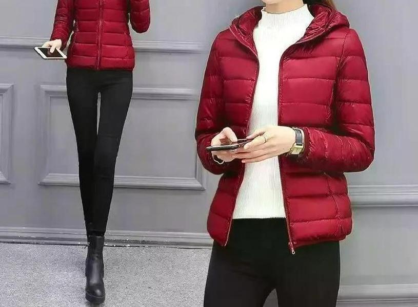 여성용 숏 후디드 경량 다운 패딩 따뜻한 재킷 다양한 사이즈 여성 상의 2024 겨울 신상 wine red1 S - 상세 이미지 5