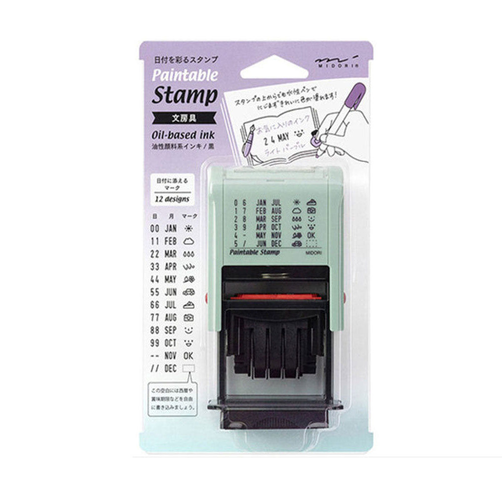 미도리 회전식 스탬프 Paintable Stamp 날짜 도장 다꾸 다이어리 스탬프