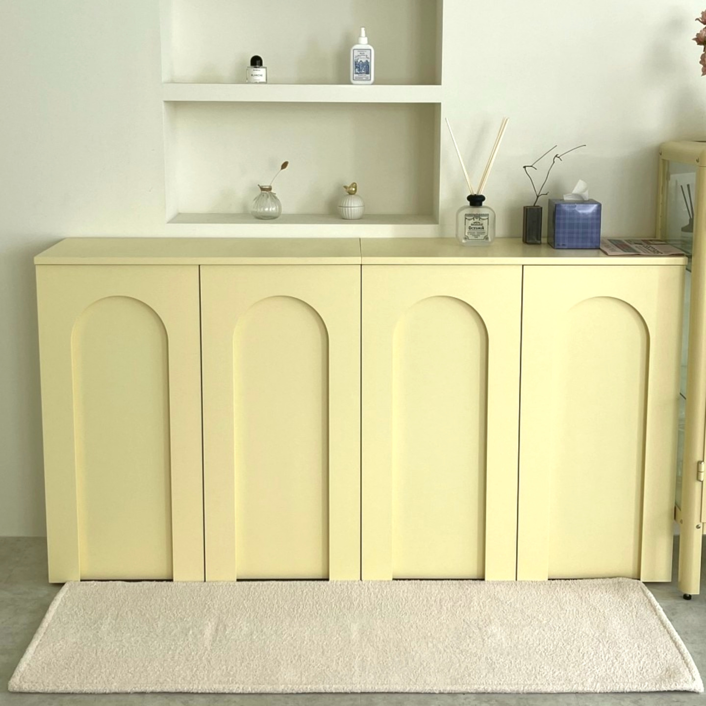 투톤 거실러그 방수 워셔블 항균 샤기 카페트 주문제작 크림화이트, 러너)50x150cm