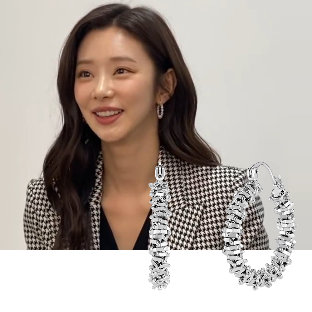 김세정 신세경 이주빈 귀걸이 폴브리알 주얼리 블링 텍스처 후프링 귀걸이 PYBE0123 - 상세 이미지 2
