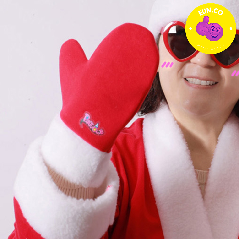 산타클로스 장갑 빨간 산타 소품 분장 변장 물품 - 상품 이미지