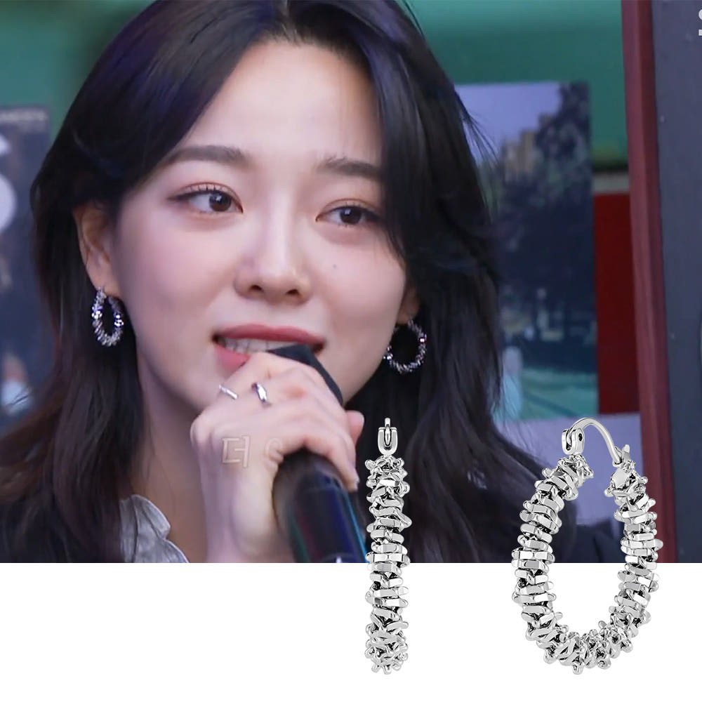 김세정 신세경 이주빈 귀걸이 폴브리알 주얼리 블링 텍스처 후프링 귀걸이 PYBE0123 - 상세 이미지 4