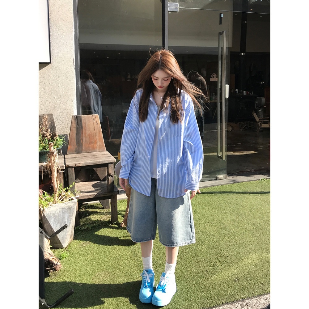 용감무쌍 용수정 46회 엄현경 셔츠 블라우스 용수정 루즈핏 줄무늬 의상 옷 패션 - 상세 이미지 2