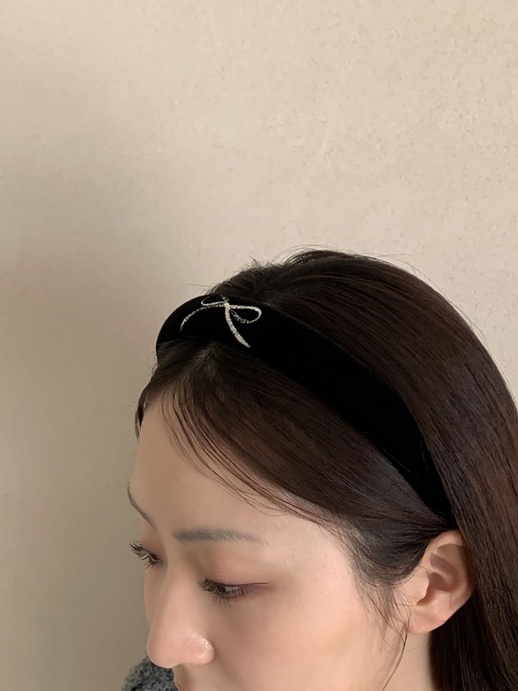 [자체제작] 벨벳 리본 자수 헤어밴드 FRONT - 와이드 볼륨 통통 넓은 귀안아픈머리띠 이미지 6
