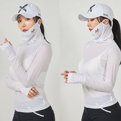 투빅토리 마스크  손등토시스킨 일체형 티셔츠 골프이너 냉감 아이스원단 - 상세 이미지 4