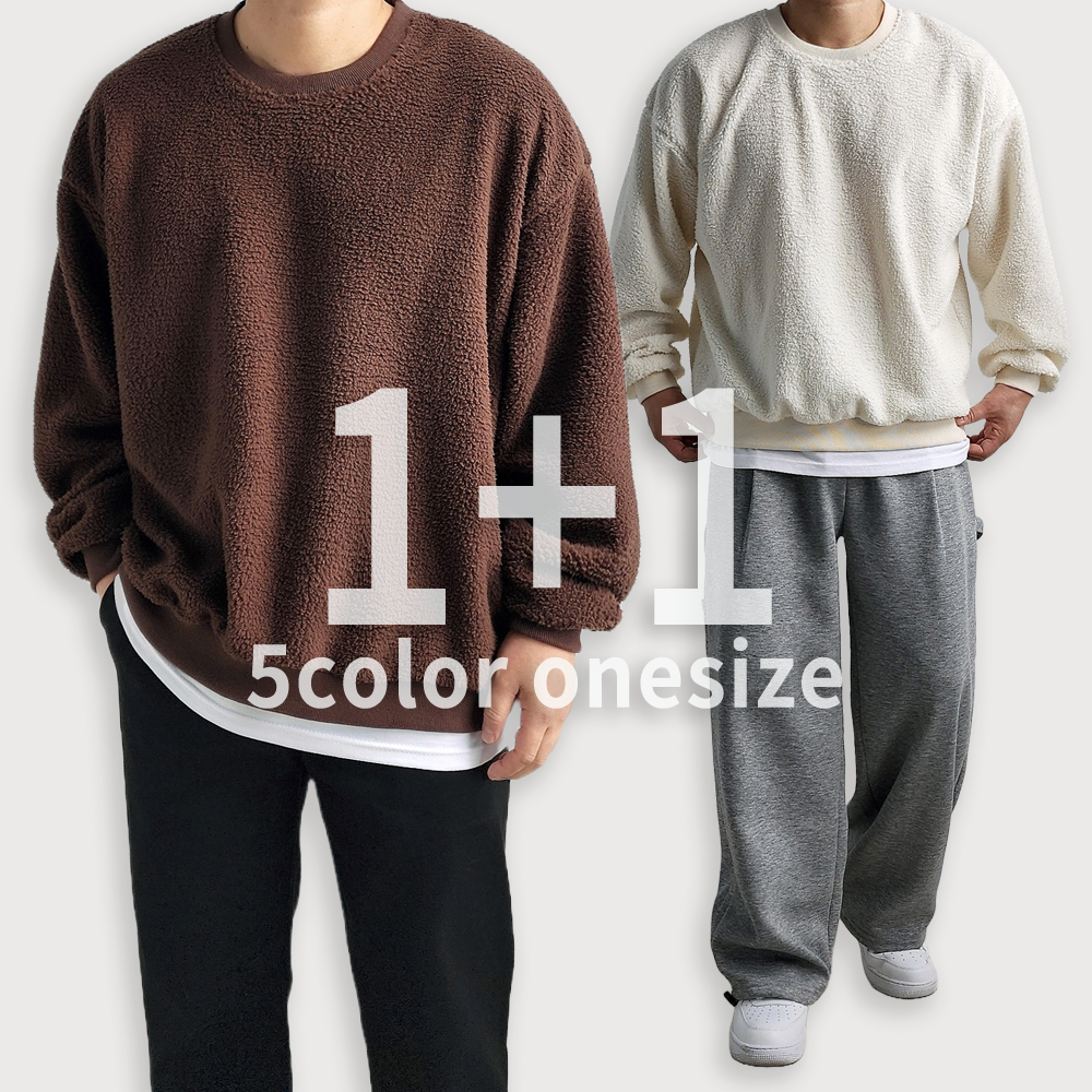 1+1 양털맨투맨 남자기모맨투맨 - 메인 이미지