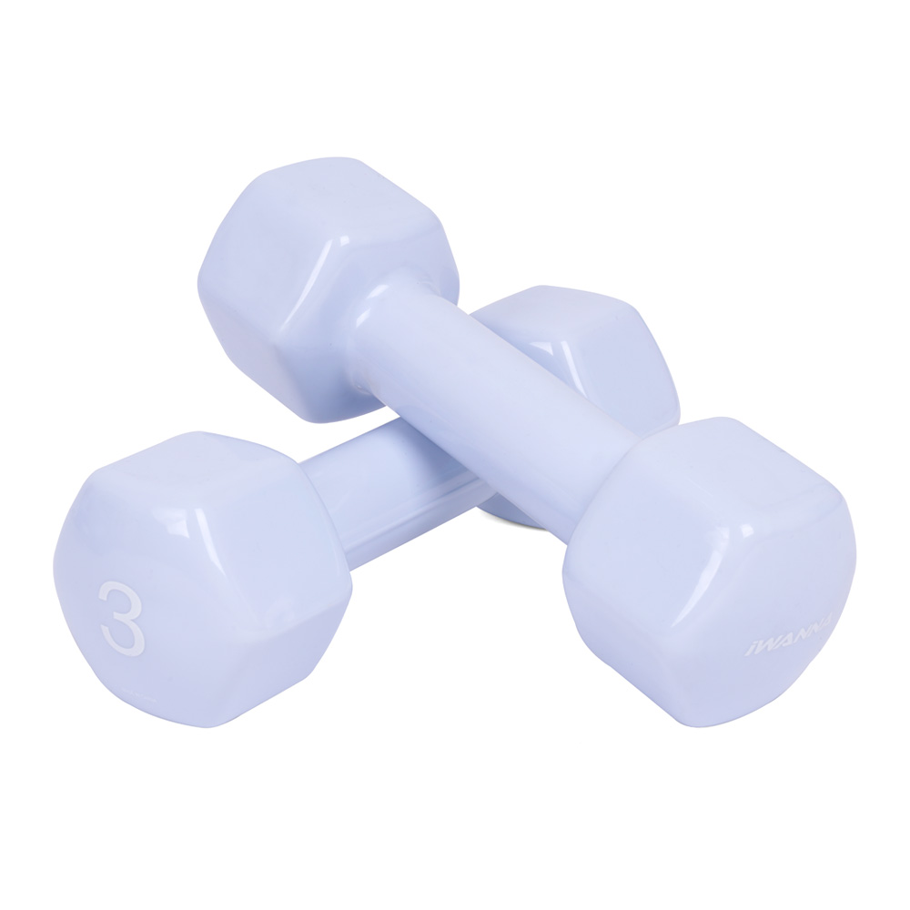 아이워너 PVC 뷰티 육각 덤벨 미용 아령 3kg, 2개, 스카이블루 - 상품 이미지