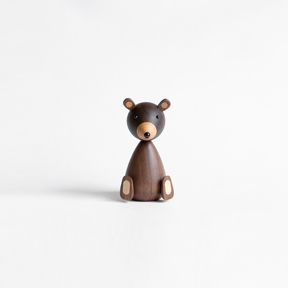 검은 곰 호두 원목 목각인형 우드토이 홈데코 집들이선물 S - 상품 이미지