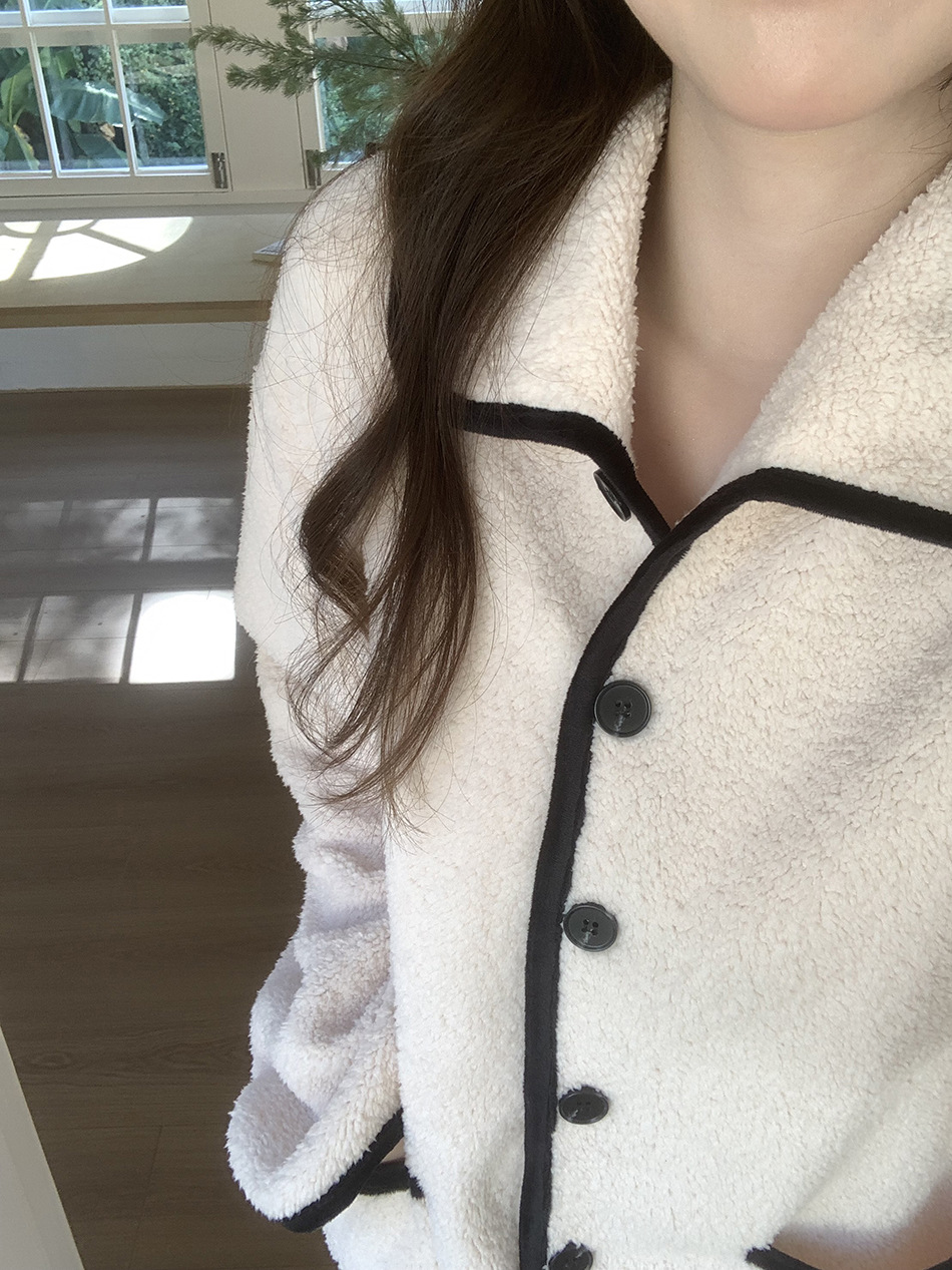 (수면잠옷) (모어잠옷세트) 극세사 여성 잠옷 여자 파자마 겨울 빅사이즈 카라 투피스 상세 이미지 8