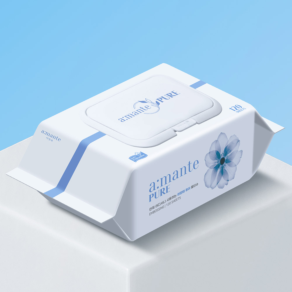 아망떼 퓨어 대용량 아기물티슈 캡형 120매, 20개