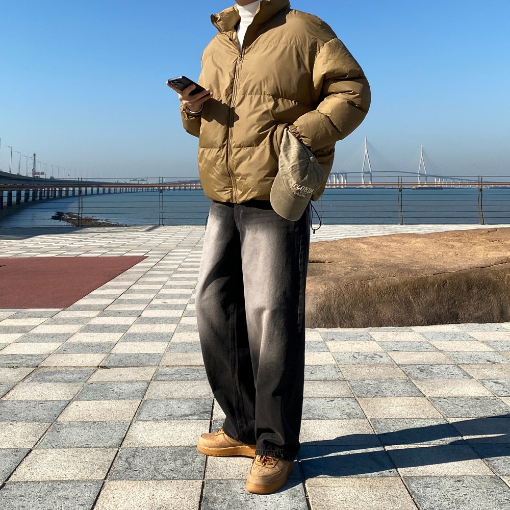 남자와이드청바지 통청바지 남자블랙진 - 상세 이미지 2
