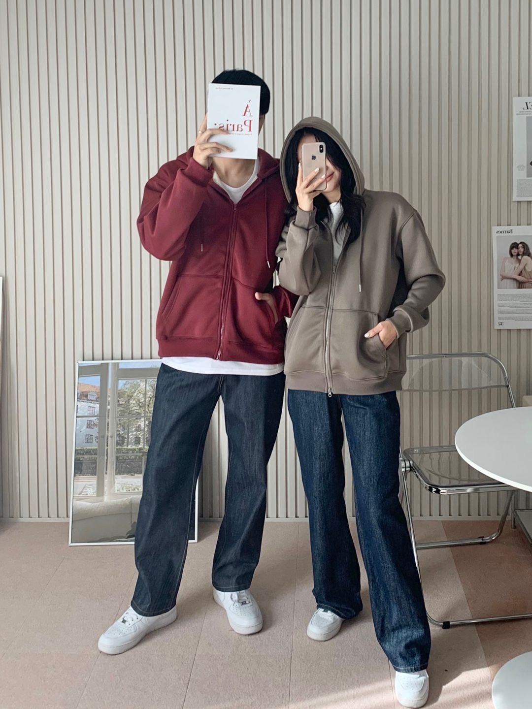 루미 후드집업 후드티 맨투맨 기모 무지 커플 오버핏 빅사이즈 겨울 여자 남자 교복 아우터 - 상세 이미지 3