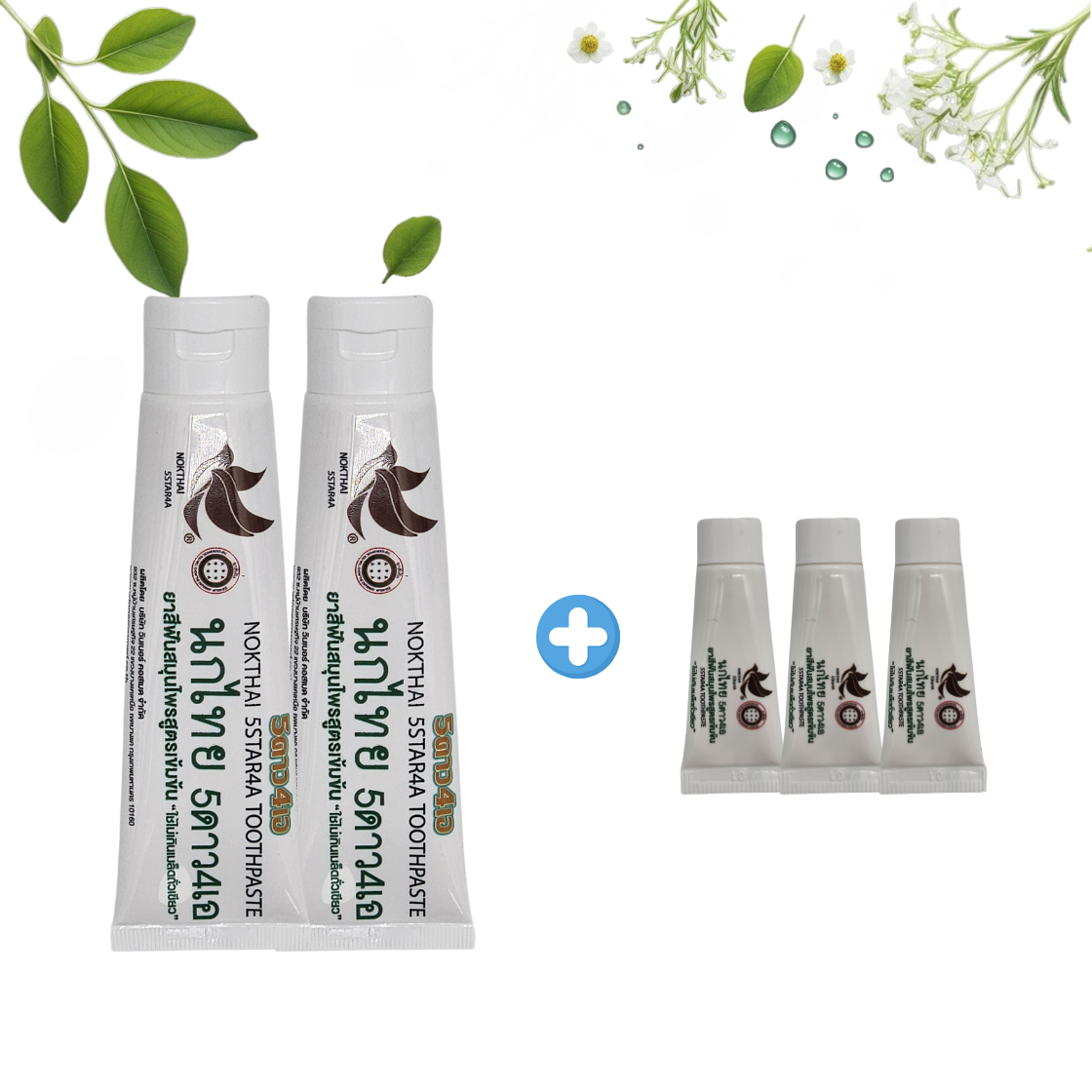 5star4A 태국 왕실 콩알치약 구취제거 미백 고농축 치약 70g 2개+휴대용 8g3개 제품 이미지