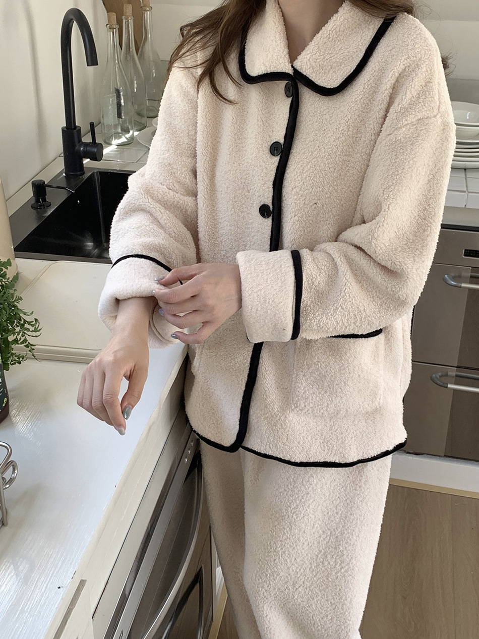 (수면잠옷) (모어잠옷세트) 극세사 여성 잠옷 여자 파자마 겨울 빅사이즈 카라 투피스 상세 이미지 18