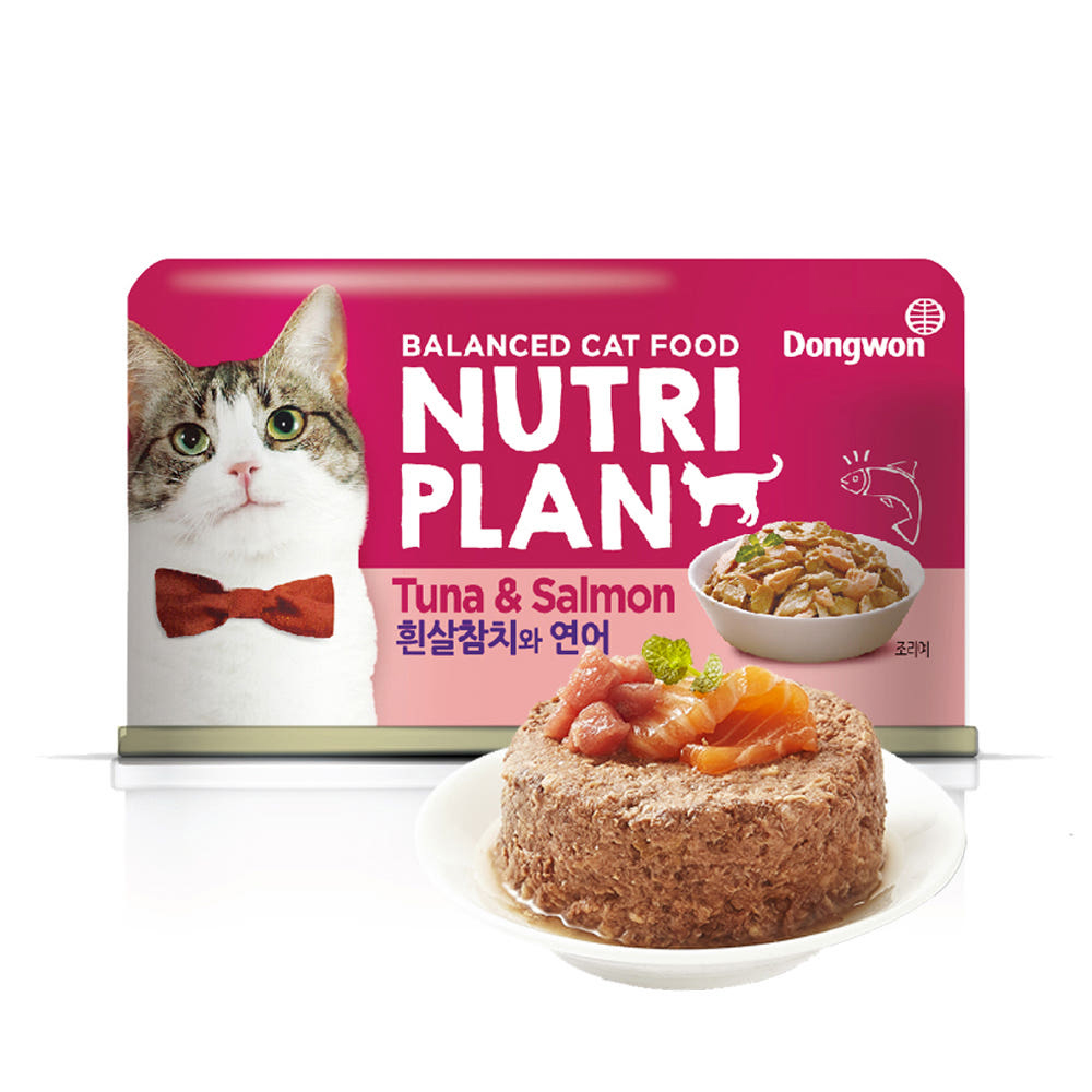 동원 뉴트리플랜 고양이캔 흰살 참치 연어 160g 길냥이 길고양이캔 통조림 습식 - 메인 이미지