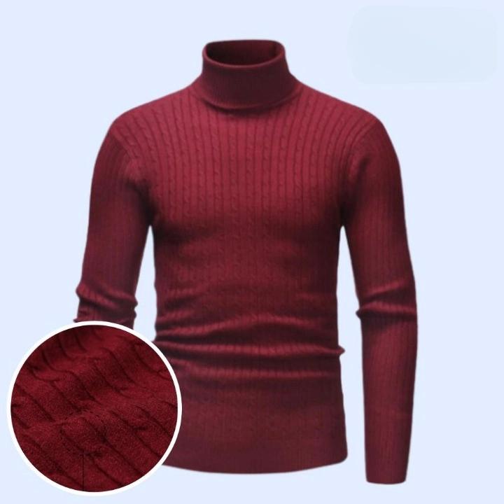 남성레드목폴라 니트 남자빨간폴라티
