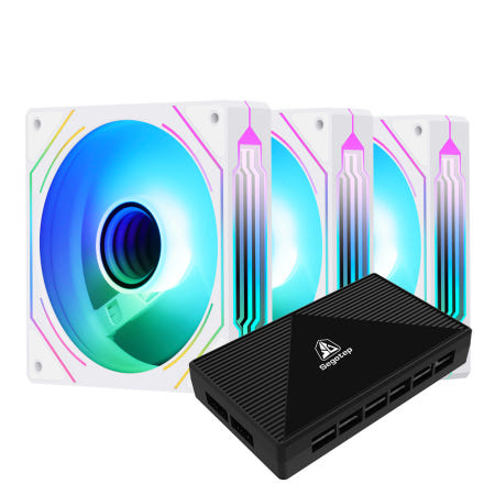 세고텝 Segotep HB12 ARGB PWM 시스템 케이스 쿨러 (컨트롤러/3팩, 화이트)