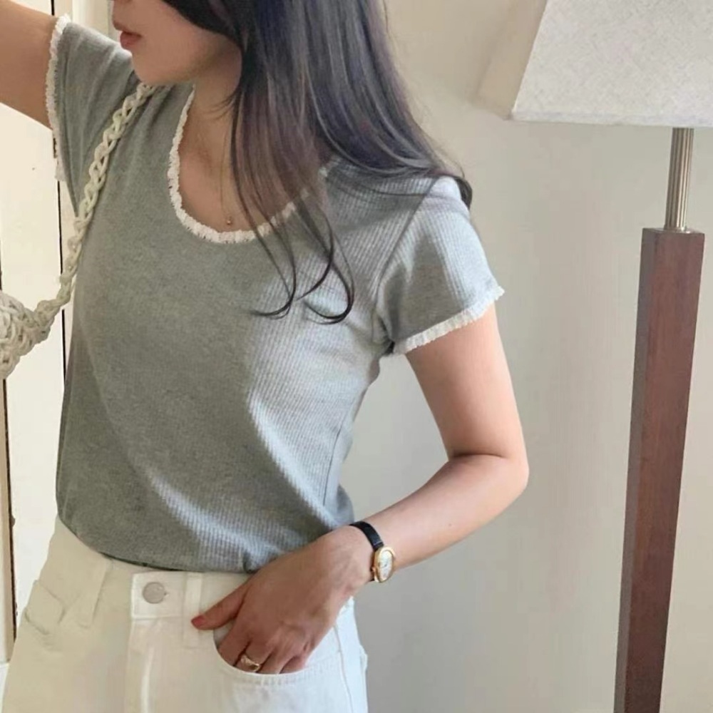 언니네산지직송 1회 안은진 티셔츠 반팔 레이스 슬림핏 의상 옷 패션 - 메인 이미지